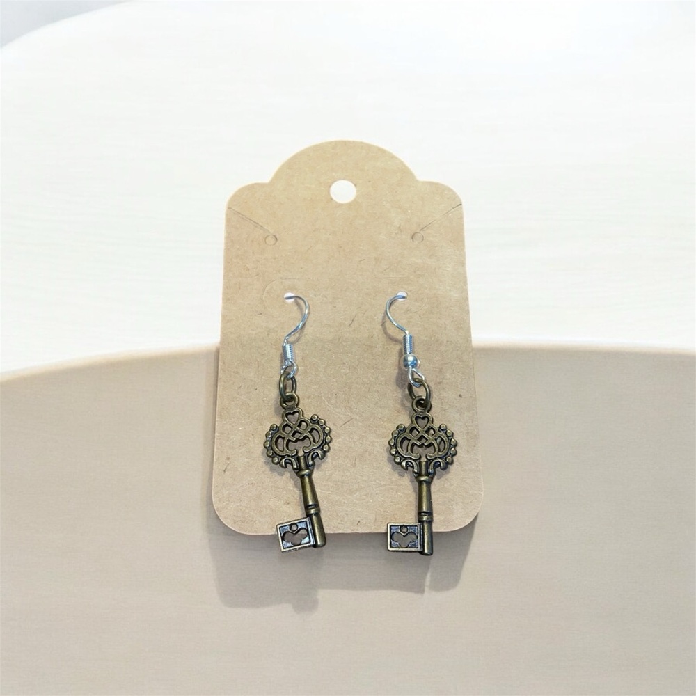 Antique Key Dangle Earrings | Handmade | Nickel Free